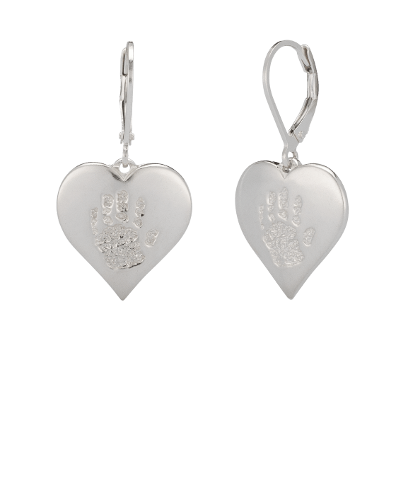Heart Earrings Handprint Sterling Keepsake